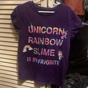 Children’s Place purple graphic tee shirt. Size M 7/8